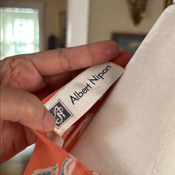 Albert Nipon Coral Dress with White Floral Pattern - Picture 8 of 9